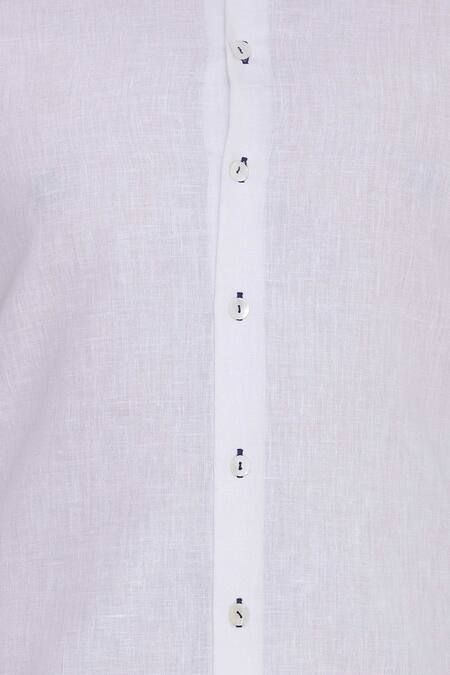 Kommal Sood_White Giza Cotton Embroidered Full Sleeves Shirt  _at_Aza_Fashions