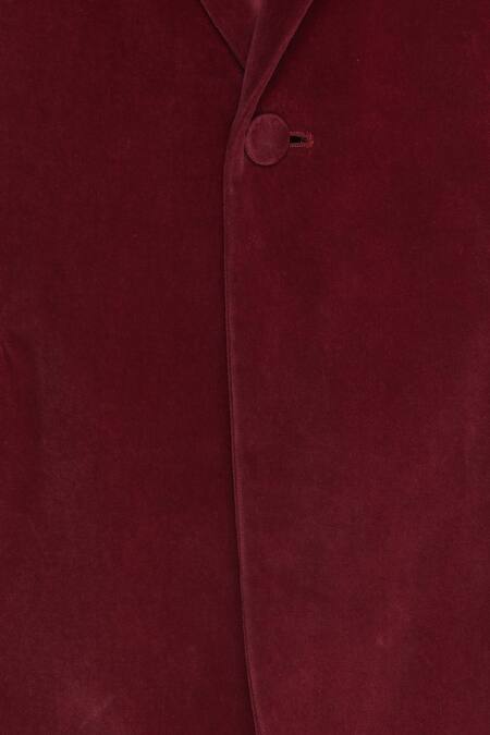 Shop_Kommal Sood_Red Velvet Embroidered Full Sleeves Blazer Jacket With Trouser  _Online_at_Aza_Fashions