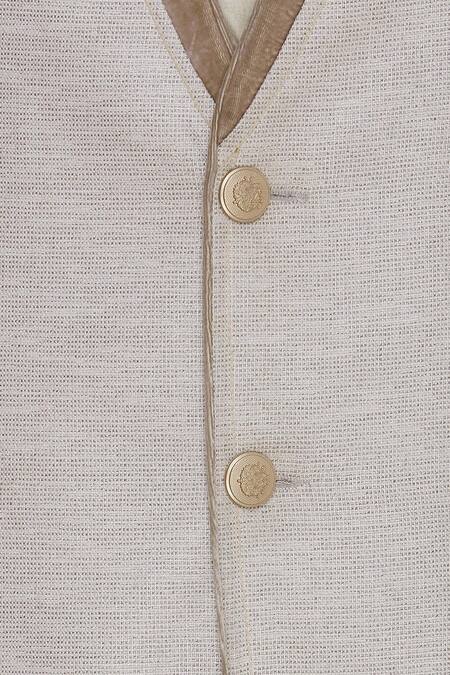 Shop Kommal Sood Beige Velvet Embroidered Textured Blazer Jacket With Trouser Online at Aza Fashions Shop_Kommal Sood_Beige Velvet Embroidered Textured Blazer Jacket With Trouser _Online_at_Aza_Fashions