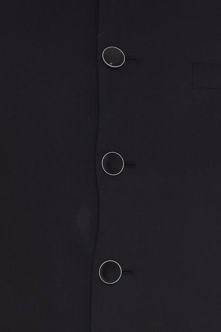 Kommal Sood Black Blended Micro Wooven Cupro Bandhgala Jacket With Trouser Pant at Aza Fashions Kommal Sood_Black Blended Micro Wooven Cupro Bandhgala Jacket With Trouser Pant _at_Aza_Fashions