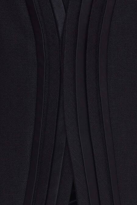 Kommal Sood_Black Blended Micro Wooven Cupro Embroidered Blazer Jacket With Trouser _at_Aza_Fashions