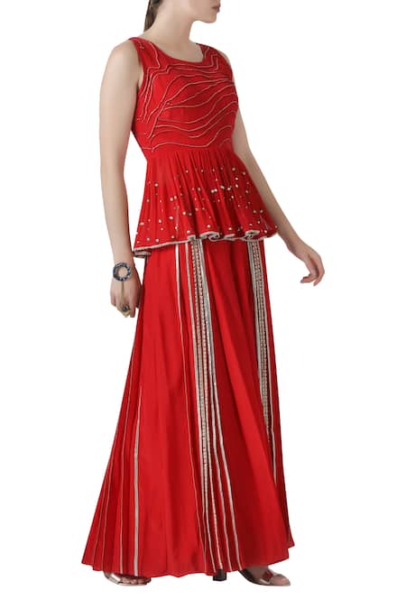 Limerick By Abirr N' Nanki Peplum Top with Pleated Pants 