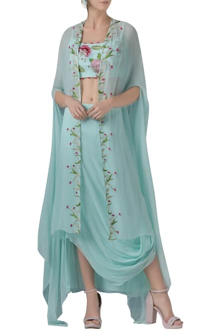 Limerick By Abirr N' Nanki Embroidered Draped Skirt Set 