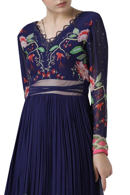 Buy Limerick By Abirr N' Nanki Blue Net, Silk Crepe Resham V Neck Printed Anarkali Gown Online at Aza Fashions Buy_Limerick By Abirr N' Nanki_Blue Net, Silk Crepe Resham V Neck Printed Anarkali Gown _Online_at_Aza_Fashions