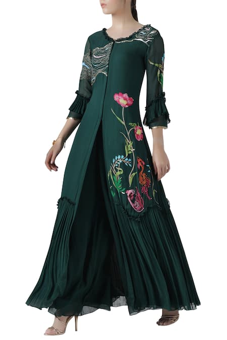 Limerick by Abirr N' Nanki Green Embroidered Kurta Palazzo Set 