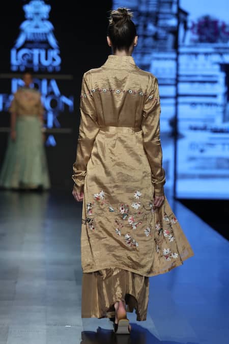 Prama By Pratima Pandey Zari Embroidered Jacket With Pants & Top 