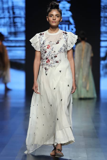 Prama By Pratima Pandey Chanderi Embroidered Maxi Dress 