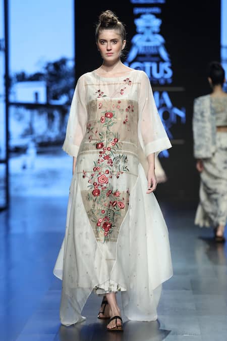 Prama By Pratima Pandey Chanderi Embroidered Dress 