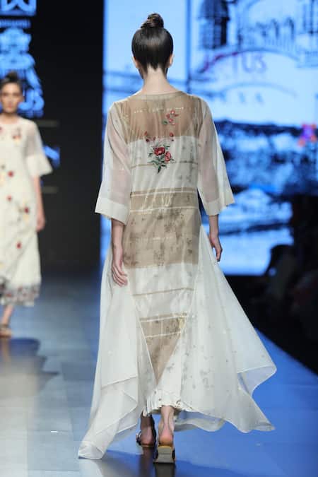 Prama By Pratima Pandey Chanderi Embroidered Dress 