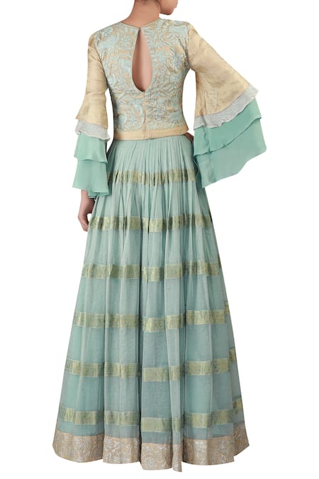 Latha Puttanna Embroidered Bell sleeves blouse with lehenga 