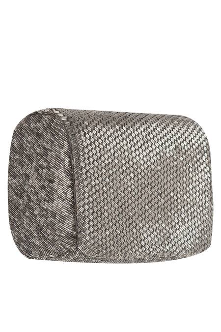 Lovetobag Silver Japanese Bugle Bead Flapover Clutch Online at Aza Fashions Lovetobag_Silver Japanese Bugle Bead Flapover Clutch_Online_at_Aza_Fashions