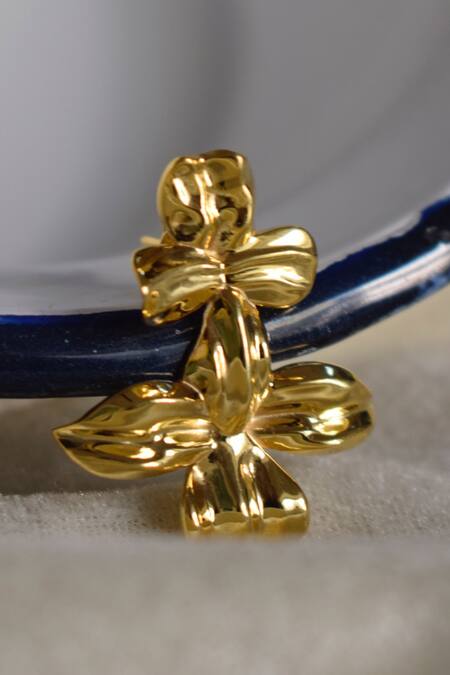 Anushka Jain Jewellery_Gold Plated Bloom Shaped Earrings_Online_at_Aza_Fashions