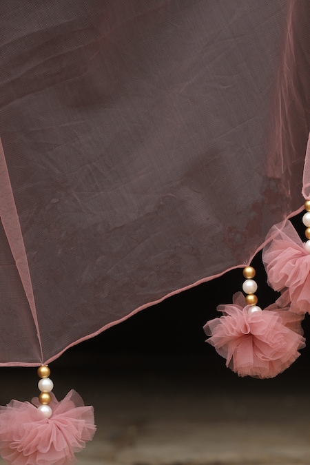 Shop_Nitisha Kashyap Official_Pink Georgette, Net, Silk Embroidery, Floral Jaal Peplum Kurta Sharara Set _Online_at_Aza_Fashions