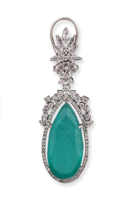 Auraa Trends_Blue Stones, Zari Embellished Dangler Earrings _at_Aza_Fashions