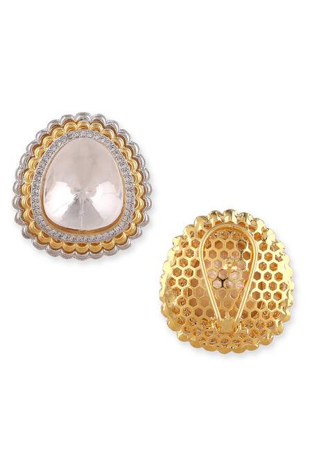 Buy_Auraa Trends_White Diamonds, Stones Kundan Embellished Stud Earrings _Online_at_Aza_Fashions