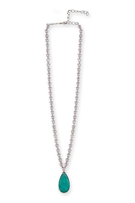 Auraa Trends_Green Stone Pendant Necklace _Online_at_Aza_Fashions