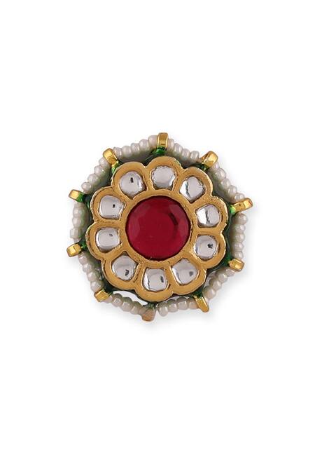 Auraa Trends Red Diamonds, Pearls Kundan Studded Choker Set Online at Aza Fashions Auraa Trends_Red Diamonds, Pearls Kundan Studded Choker Set _Online_at_Aza_Fashions