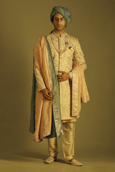 Soniya G Silk Embroidered Sherwani Set 