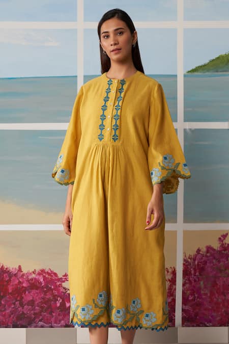 Ikai Chanderi Flared Midi Dress 