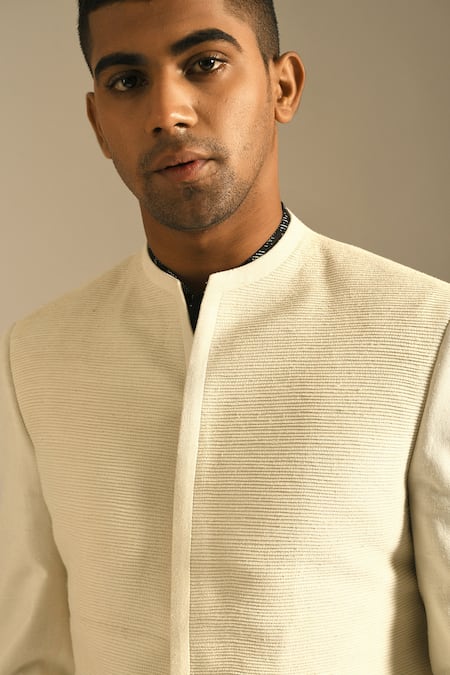 Buy Dhruv Vaish White Silk Short Sherwani Online at Aza Fashions Buy_Dhruv Vaish_White Silk Short Sherwani _Online_at_Aza_Fashions
