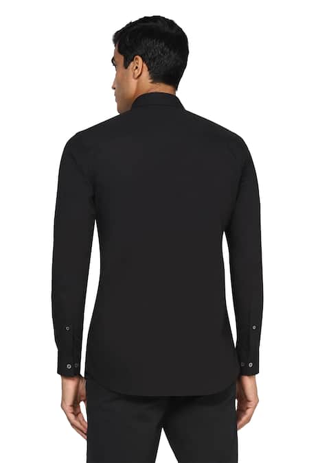 Shop Noonoo Black Giza Cotton Slim-fit Shirt at Aza Fashions Shop_Noonoo_Black Giza Cotton Slim-fit Shirt _at_Aza_Fashions
