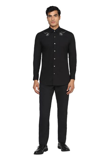 Buy Noonoo Black Giza Cotton Slim-fit Shirt Online at Aza Fashions Buy_Noonoo_Black Giza Cotton Slim-fit Shirt _Online_at_Aza_Fashions
