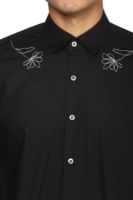 Noonoo Black Giza Cotton Slim-fit Shirt at Aza Fashions Noonoo_Black Giza Cotton Slim-fit Shirt _at_Aza_Fashions
