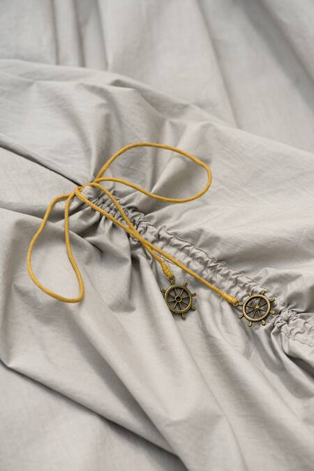 Buy_Chillosophy_White Cotton Poplin Round Asymmetric Flared Dress_Online_at_Aza_Fashions