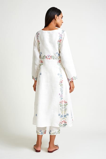 Payal Pratap Linen Embroidered Kurta & Pant Set 