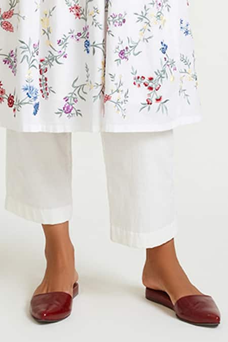 Shop_Payal Pratap_White Cotton Handloom Band Collar Embroidered Kurta And Pant Set _Online_at_Aza_Fashions