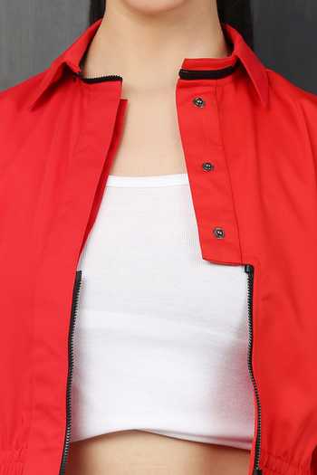 I Am Trouble By KC_Red Moss Twill Solid Shirt Collar Round Pocket Pant Set_at_Aza_Fashions