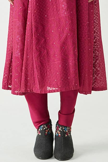 Payal Pratap_Pink Cotton Silk Embroidery Band Olivia Kurta And Dhoti Pants Set  _at_Aza_Fashions