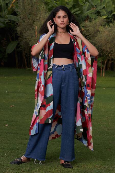Ode To Odd_Multi Color Abstract Print Cape_Online_at_Aza_Fashions