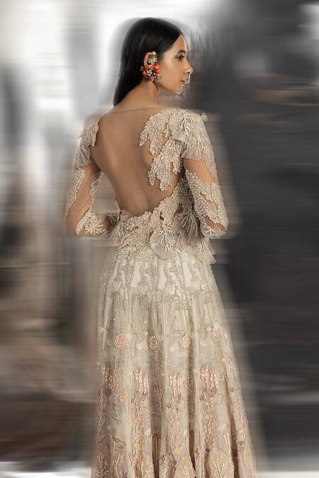 Buy Abhishek Sharma Ivory Organza, Chiffon, Embellished Panelled Jacket And High Waisted Pant Set Online at Aza Fashions Buy_Abhishek Sharma_Ivory Organza, Chiffon, Embellished Panelled Jacket And High Waisted Pant Set _Online_at_Aza_Fashions