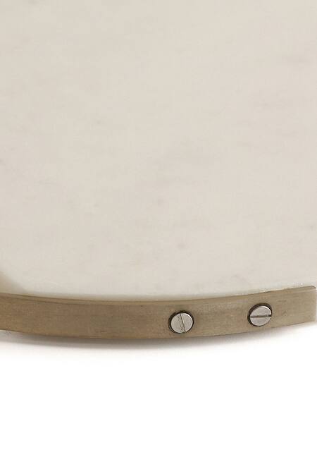 Shop_Amoliconcepts_White Marble Chopping Board With Cheese Tool Set_Online_at_Aza_Fashions