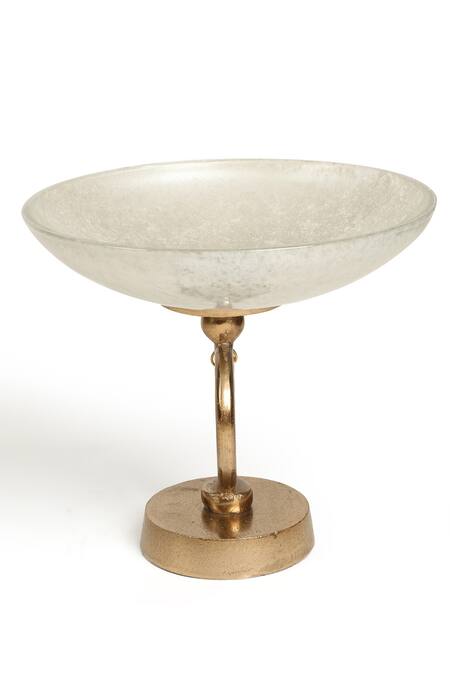 Shop_Amoliconcepts_Gold Glass And Aluminium Painted Decorative Bowl_Online_at_Aza_Fashions