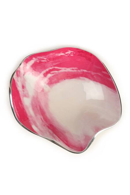 Amoliconcepts_White Aluminium Abstract Shape Enamelled Platters - Set Of 3_Online_at_Aza_Fashions