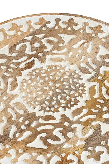 Amoliconcepts Brown Mango Wood Lazy Susan Platter at Aza Fashions Amoliconcepts_Brown Mango Wood Lazy Susan Platter_at_Aza_Fashions