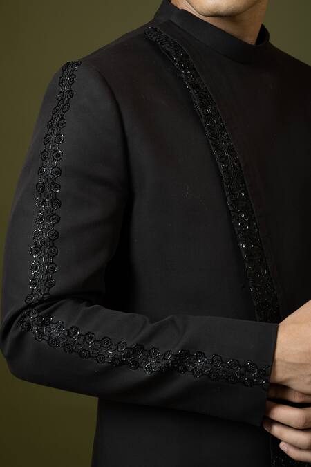 Buy PAARSH Brown Terrycloth Diamonds, Embroidery Placement Achkan Trouser Set Buy_PAARSH_Brown Terrycloth Diamonds, Embroidery Placement Achkan Trouser Set