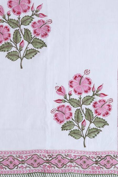 Amoliconcepts White Eco Friendly Cotton Hand Block Print Reversible Double Dohar Online at Aza Fashions Amoliconcepts_White Eco Friendly Cotton Hand Block Print Reversible Double Dohar_Online_at_Aza_Fashions