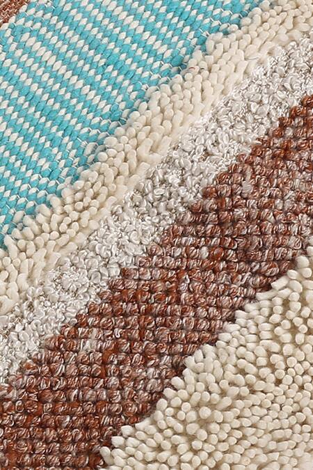 Amoliconcepts_Multi Color 100% Cotton Hand Woven Tufted Stripe Pattern Rug_Online_at_Aza_Fashions