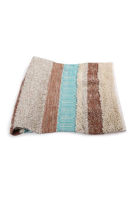 Buy_Amoliconcepts_Multi Color 100% Cotton Hand Woven Tufted Stripe Pattern Rug_Online_at_Aza_Fashions