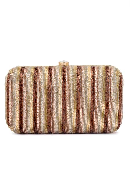 A Clutch Story_Brown Embellished Gradient Chrome Clutch_Online_at_Aza_Fashions