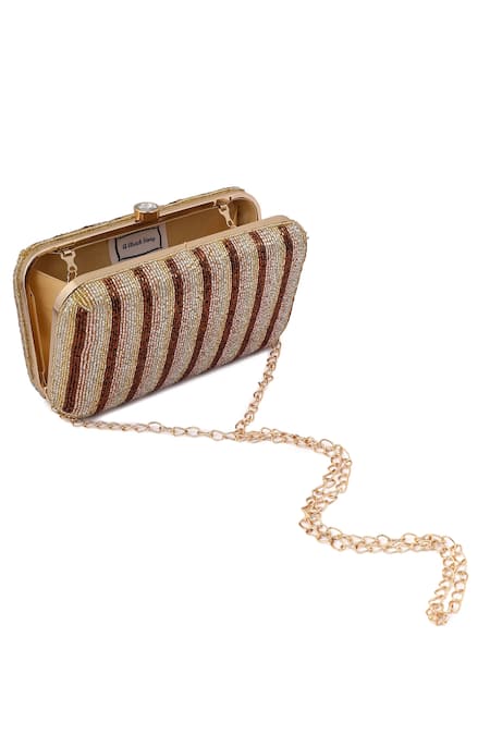 Shop_A Clutch Story_Brown Embellished Gradient Chrome Clutch_Online_at_Aza_Fashions