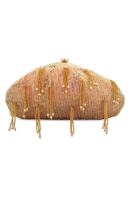 A Clutch Story_Pink Embellished Sequin Bling Silk Batua _Online_at_Aza_Fashions