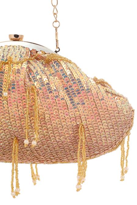 A Clutch Story_Pink Embellished Sequin Bling Silk Batua _at_Aza_Fashions