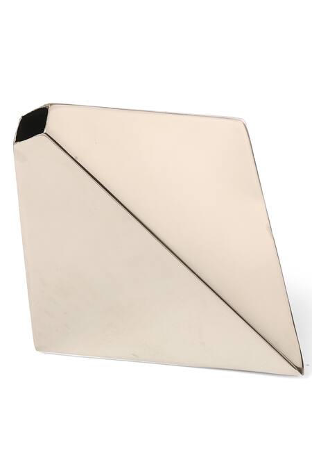Amoliconcepts_Silver Stainless Steel Geometric Design Vase_Online_at_Aza_Fashions