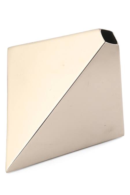 Buy_Amoliconcepts_Silver Stainless Steel Geometric Design Vase_Online_at_Aza_Fashions