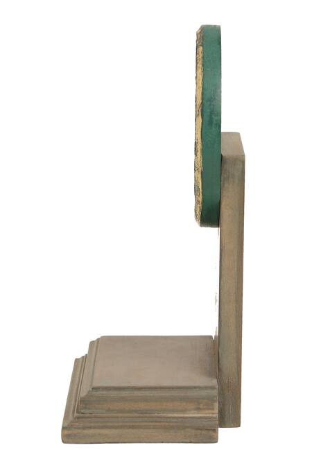 Buy_Amoliconcepts_Green Mango Wood And Brass Hand Carved Painted- Distress Chakra Wall Decor_Online_at_Aza_Fashions