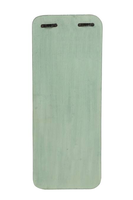 Amoliconcepts_Green Mango Wood And Brass Hand Carved Painted- Distress Floral Wall Decor_at_Aza_Fashions